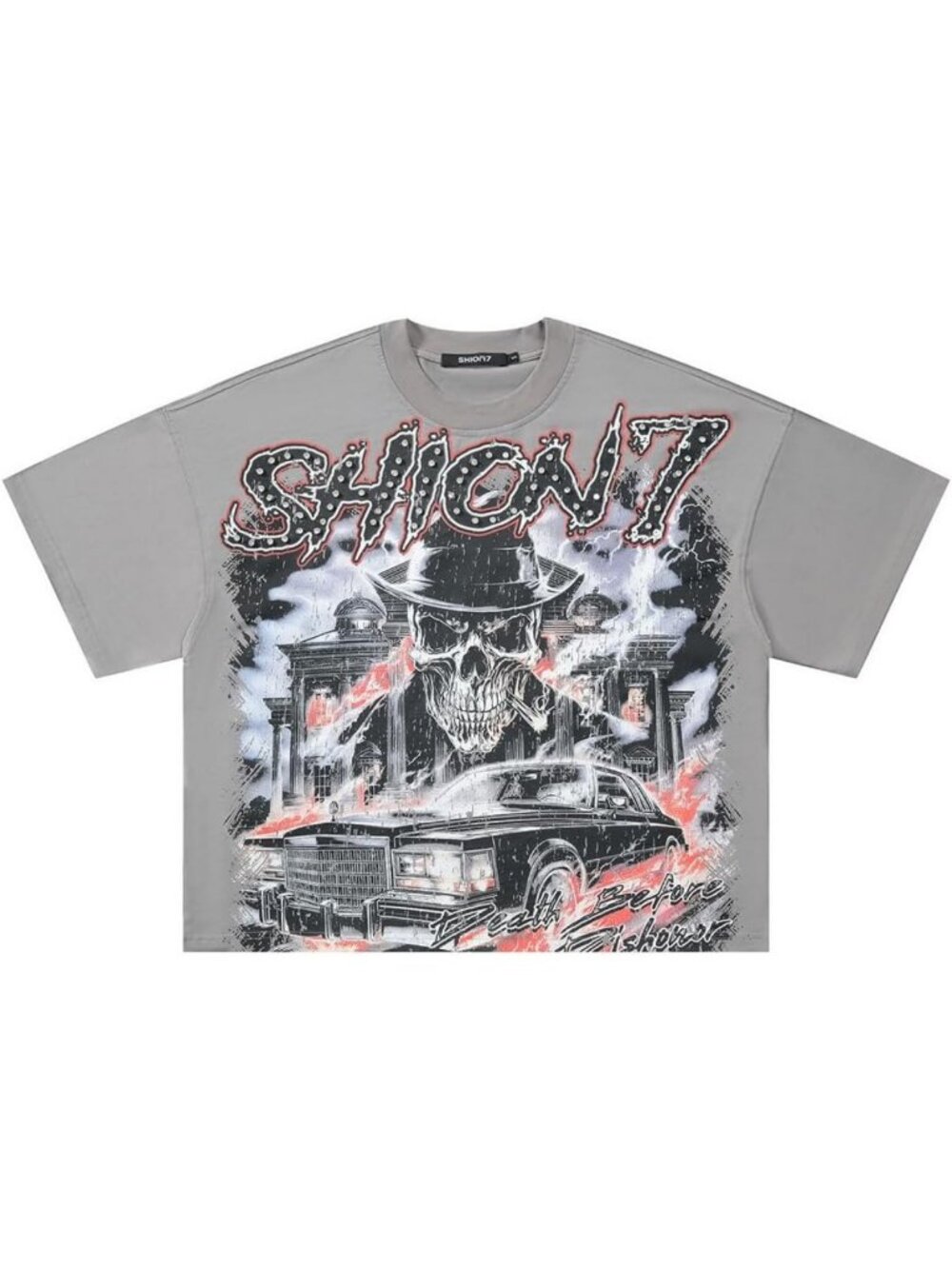 Men's Oversized Graphic Tee, Boxy Cropped Streetwear T-Shirt, Drop Shoulder